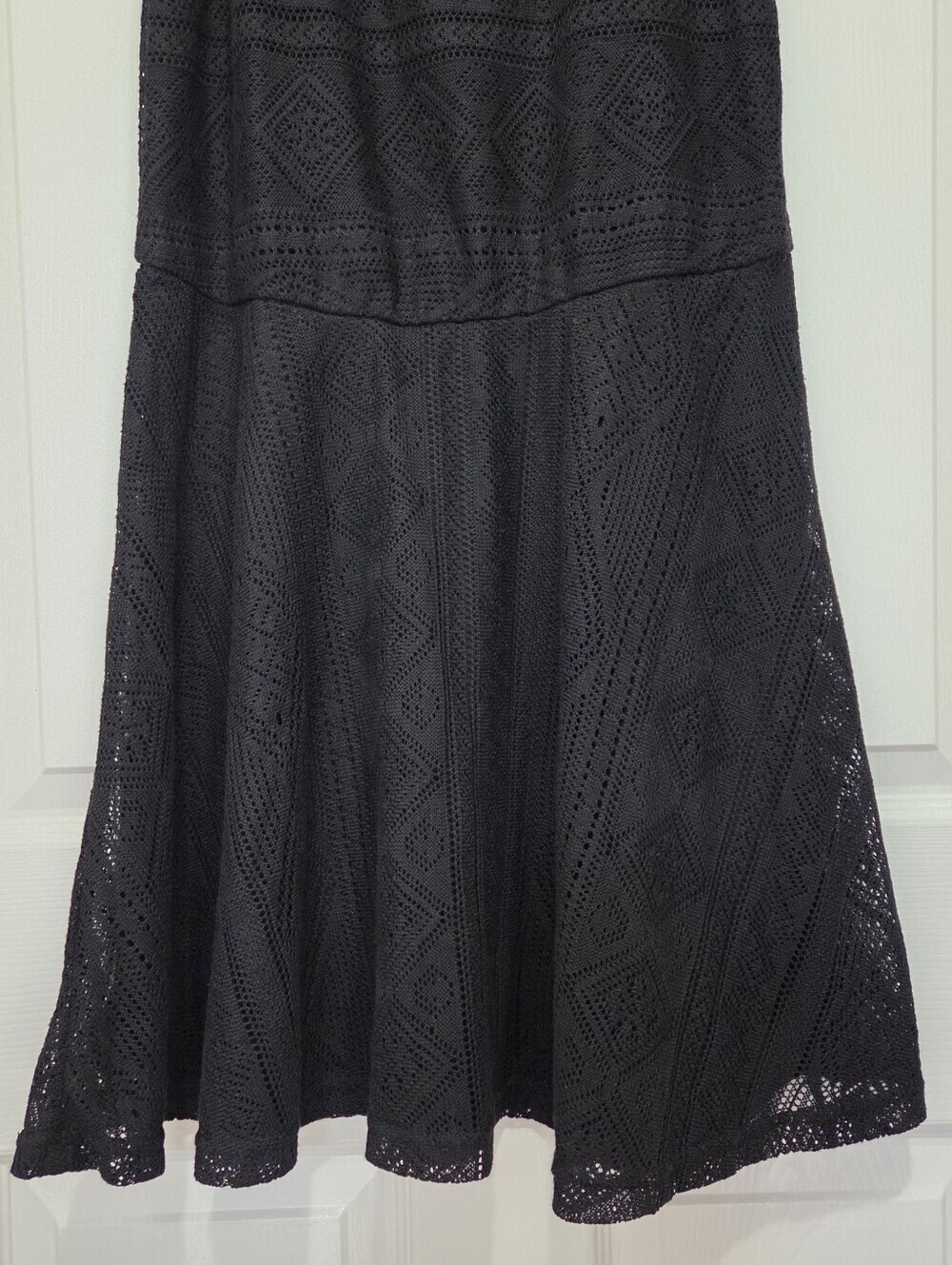 Cotton On Black Crochet Lace Sleeveless Fit-and-Flare Mini Dress Size Medium - Picture 3 of 10